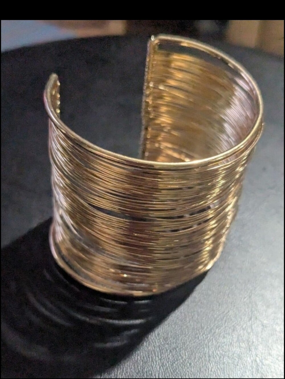 Womens Gold Tone Wide Wire Cuff Bracelet
